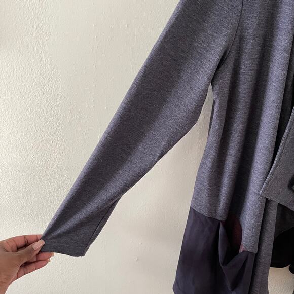 LOGO Lounge French Terry Cardigan Womens Small Purple Faux Suede Casual Layering - Picture 4 of 9